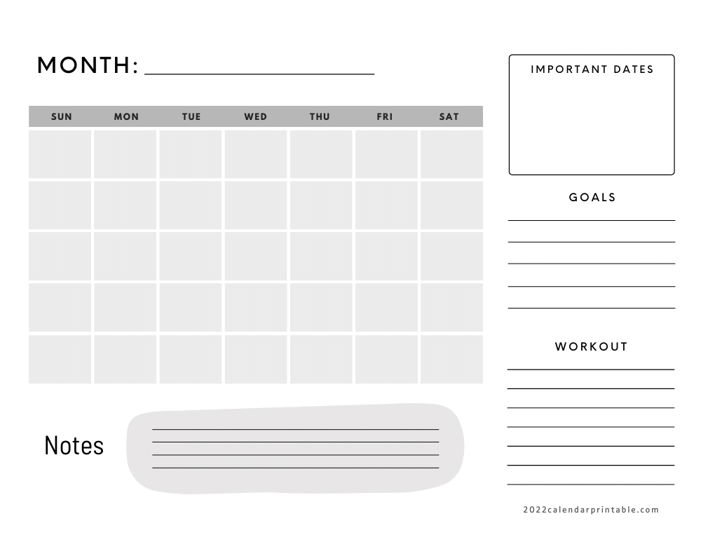 Free Printable Blank Calendars Monthly Planner Templates Printable