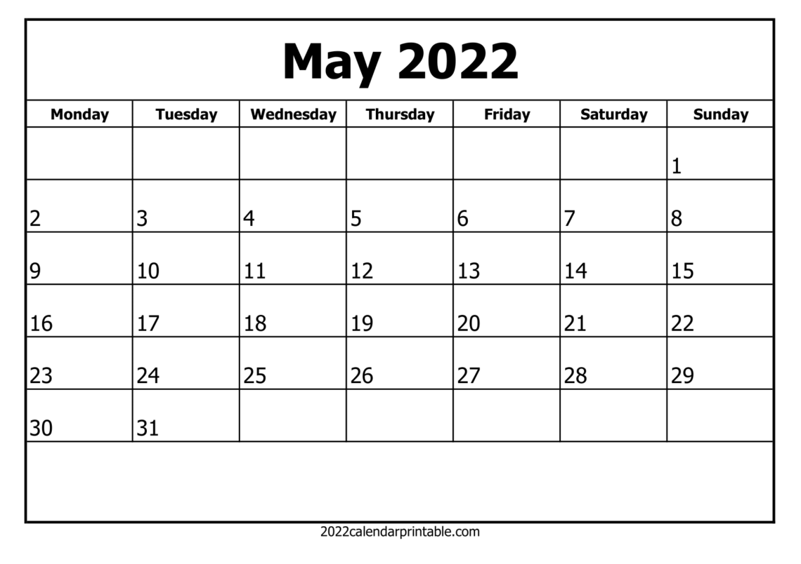 April and May 2022 Calendar Printable Template - Printable Calendars
